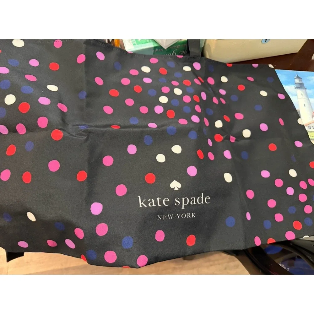 Kate Spade Confetti Black Fabric Polka Dot Shopper Tote New - Picture 2 of 6